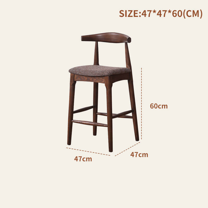 เก้าอี้บาร์ไม้แอช BUNISE รุ่น BS3 สไตล์นอร์ดิก ขนาด 47&times;47&times;100 ซม. สีวอลนัท